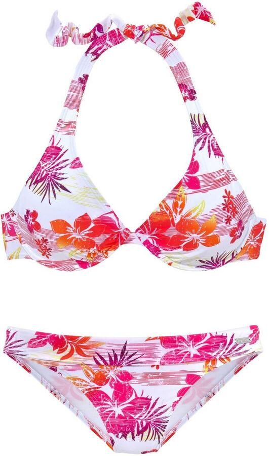 Venice Beach Beugelbikini trendige bloemenprint uitneembare cups om de nek te binden - Foto 3