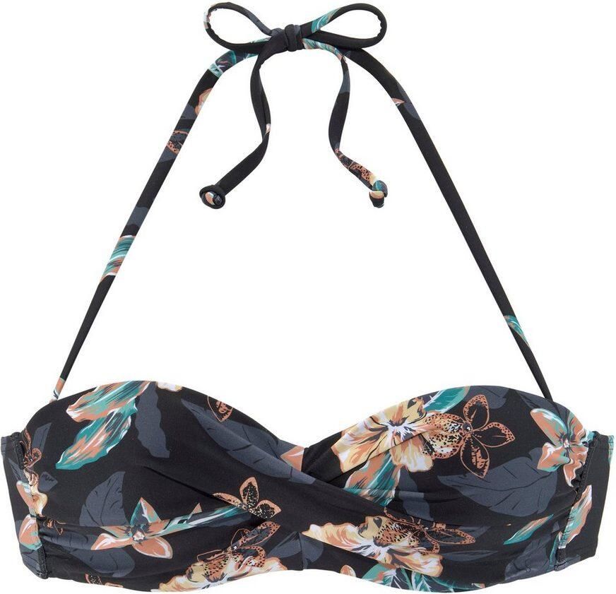 Venice Beach Beugelbikinitop in bandeaumodel Lori tropische hibiscusbloemprint gewatteerde cups uitneembare kussens