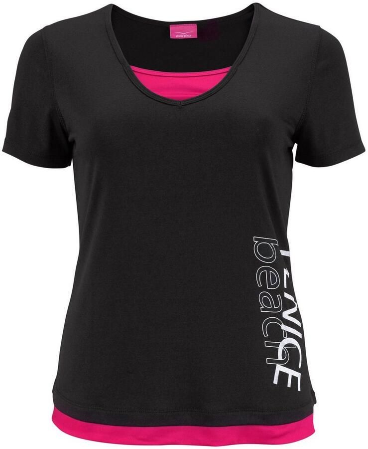 Venice Beach Functioneel shirt figuurvolgende pasvorm v-hals sneldrogend