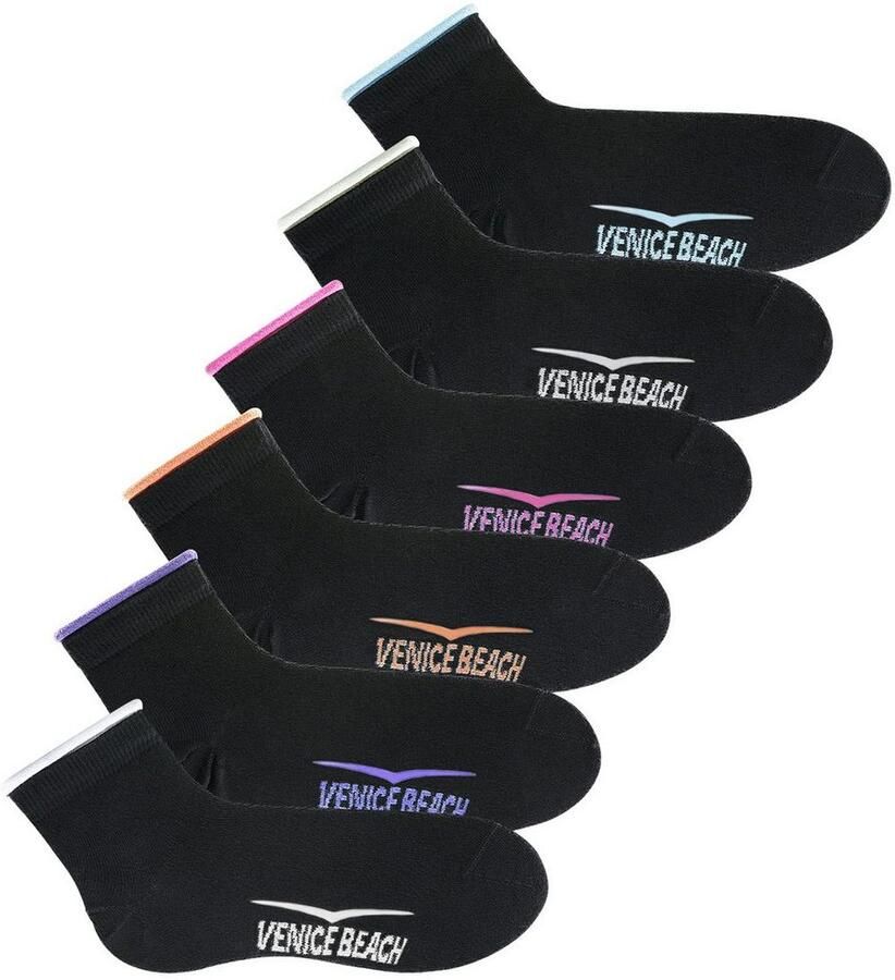 Venice Beach Korte sokken met knelvrije boord (set 6 paar)
