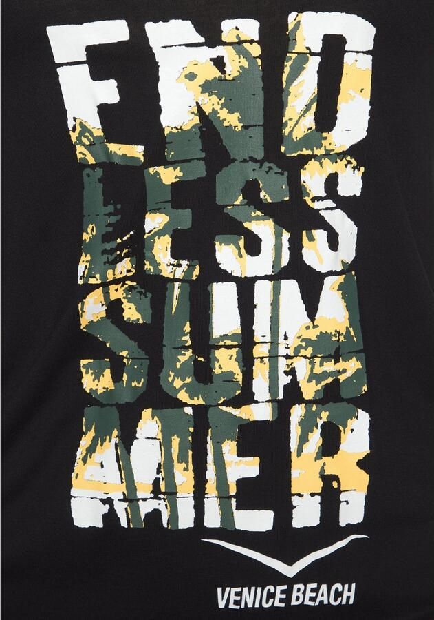 Venice Beach Strandjurk met frontprint losse longsleeve van jersey zomerjurk - Foto 2