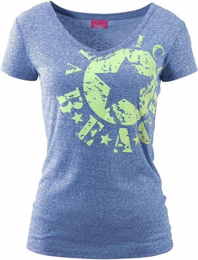 Venice Beach Strandshirt met logoprint van gemêleerde stof vintage look sportief-casual - Foto 3