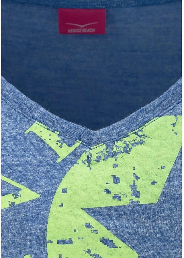 Venice Beach Strandshirt met logoprint van gemêleerde stof vintage look sportief-casual