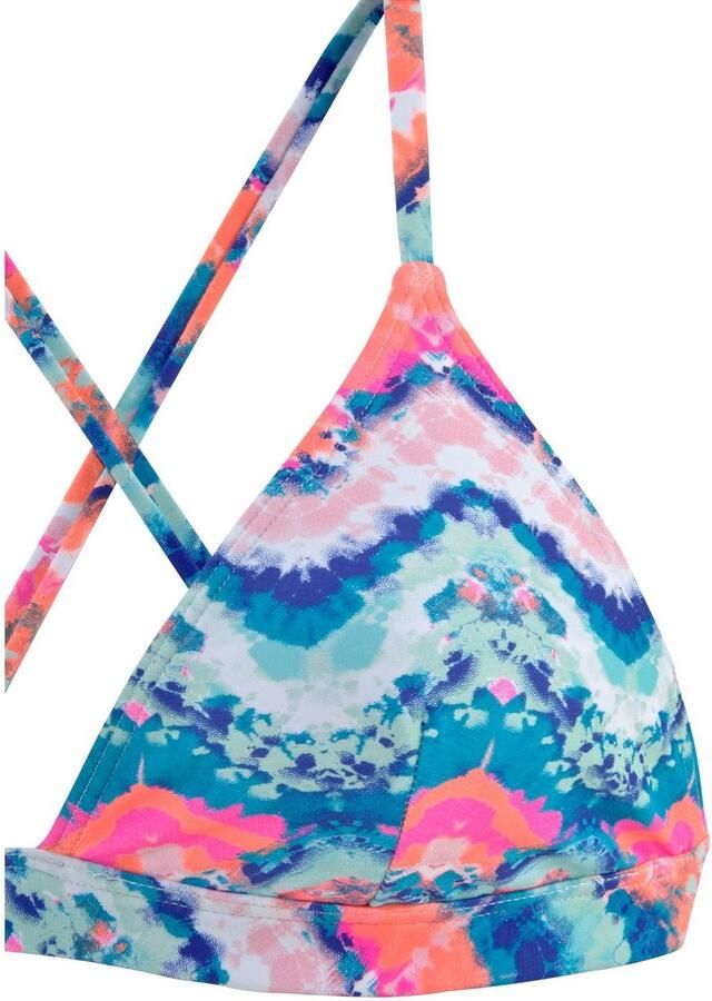 Venice Beach triangel bikinitop met all over print blauw roze - Foto 7