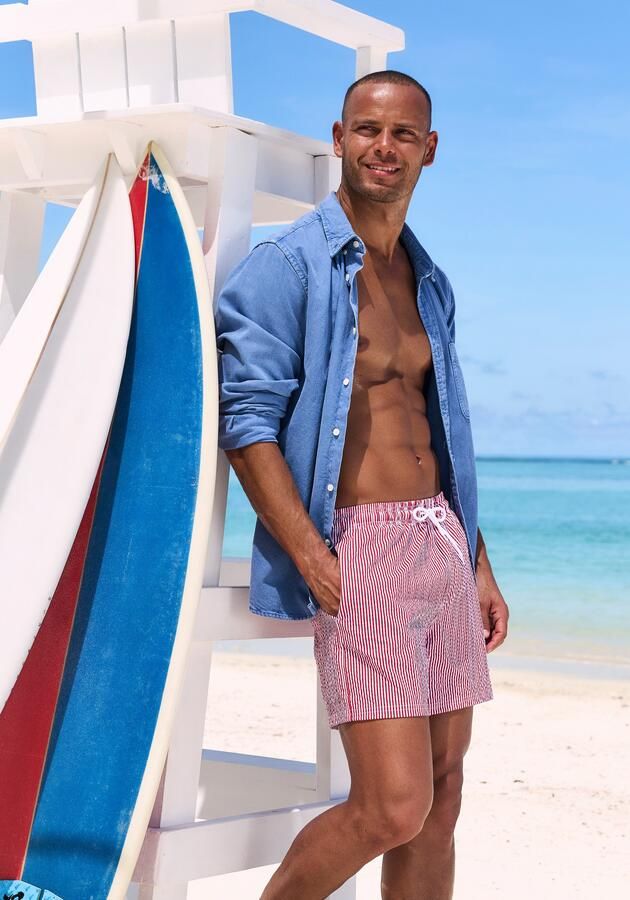 Venice Beach Zwemshort met seersucker-effect - Foto 6