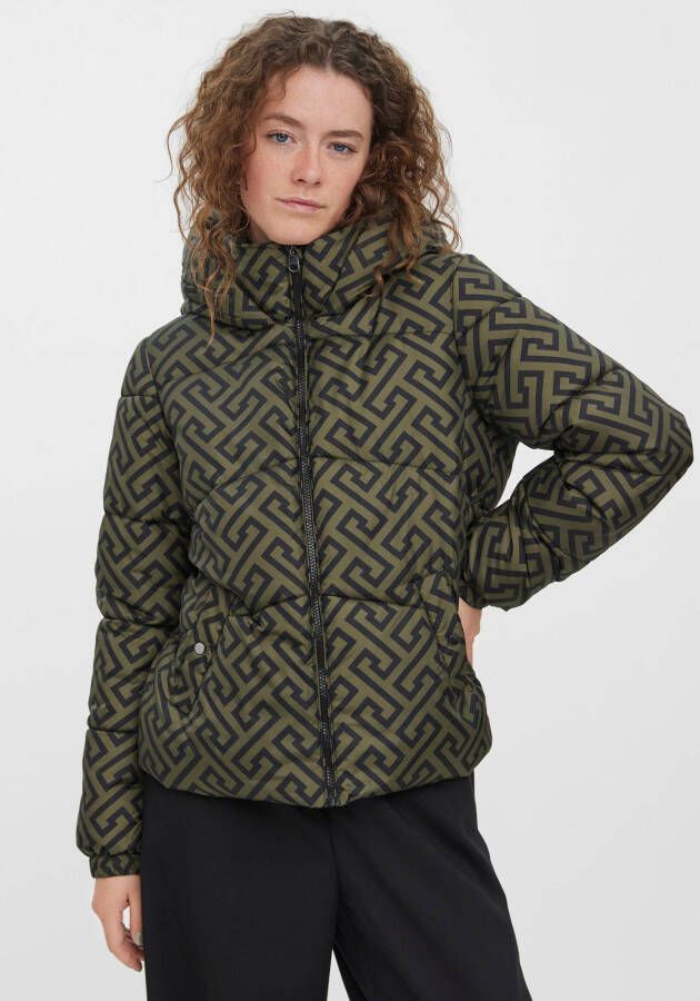 VERO MODA gewatteerde jas VMUPPSALA met all over print groen