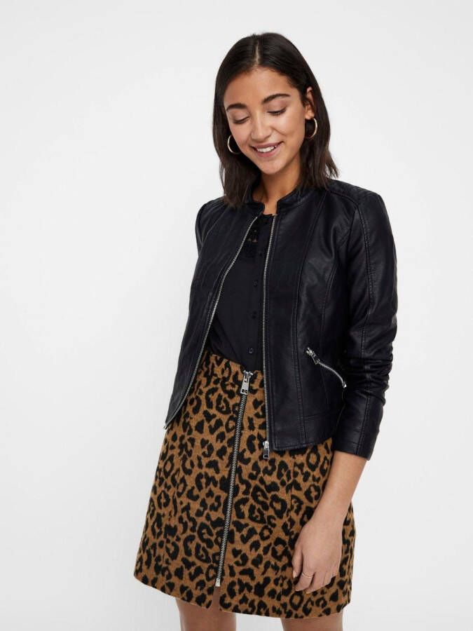 VERO MODA bikerjack VMKHLOE met imitatieleer zwart - Foto 2