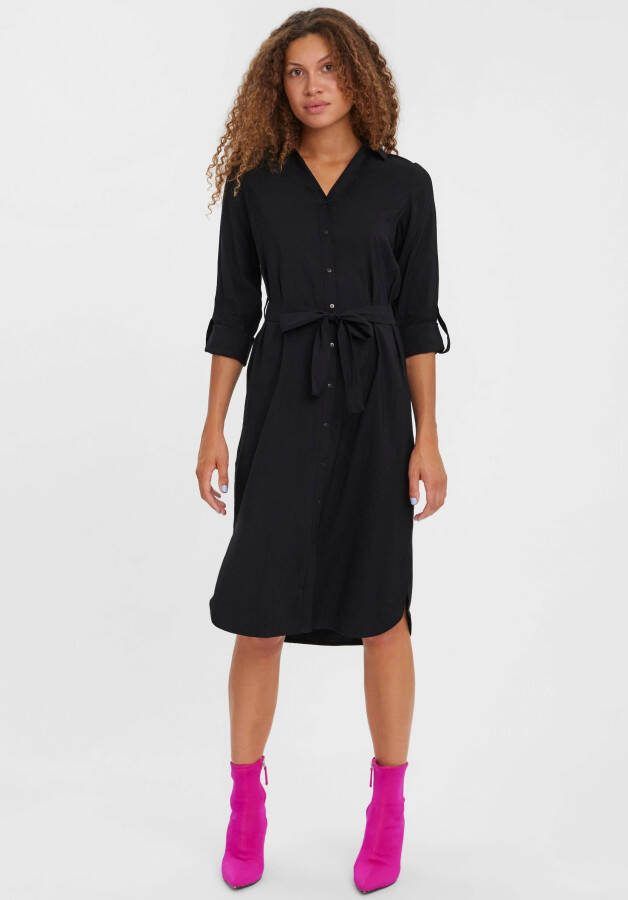 Vero Moda Jurk met overhemdkraag VMBELL LS CALF SHIRT DRESS WVN