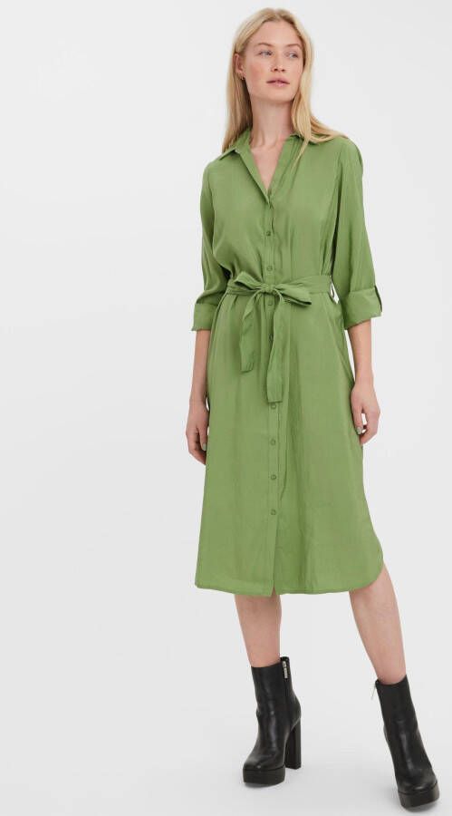 Vero Moda Jurk met overhemdkraag VMBELL LS CALF SHIRT DRESS WVN