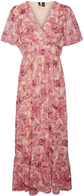 Vero Moda Maxi-jurk VMVERA SS V-NECK LONG DRESS WVN LCS met print all-over