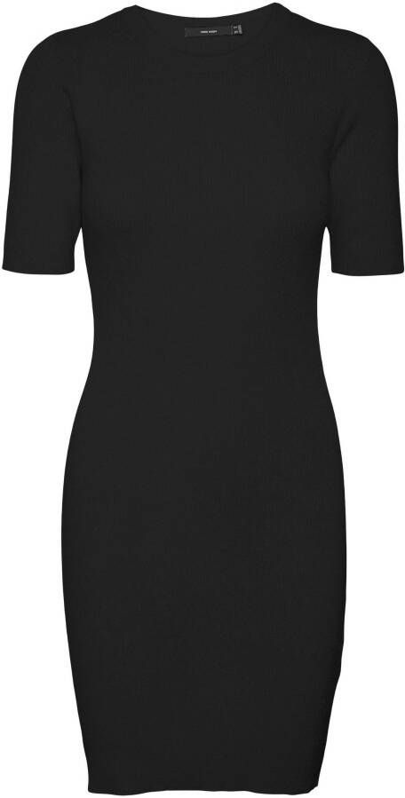 Vero Moda Mini-jurk VMGOLD RIB SS O-NECK SHORT DRESS
