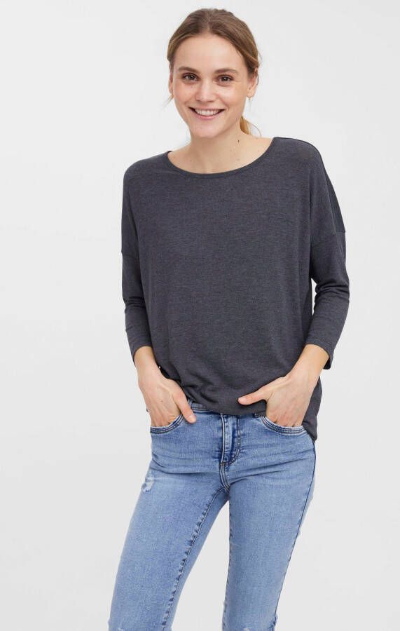 VERO MODA gebreide top VMCARLA van gerecycled polyester grijsblauw - Foto 2