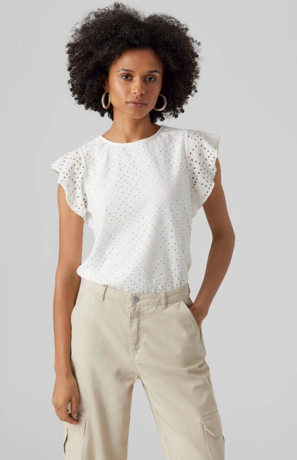 Vero Moda Regular fit T-shirt met ajourpatroon model 'TASSA'
