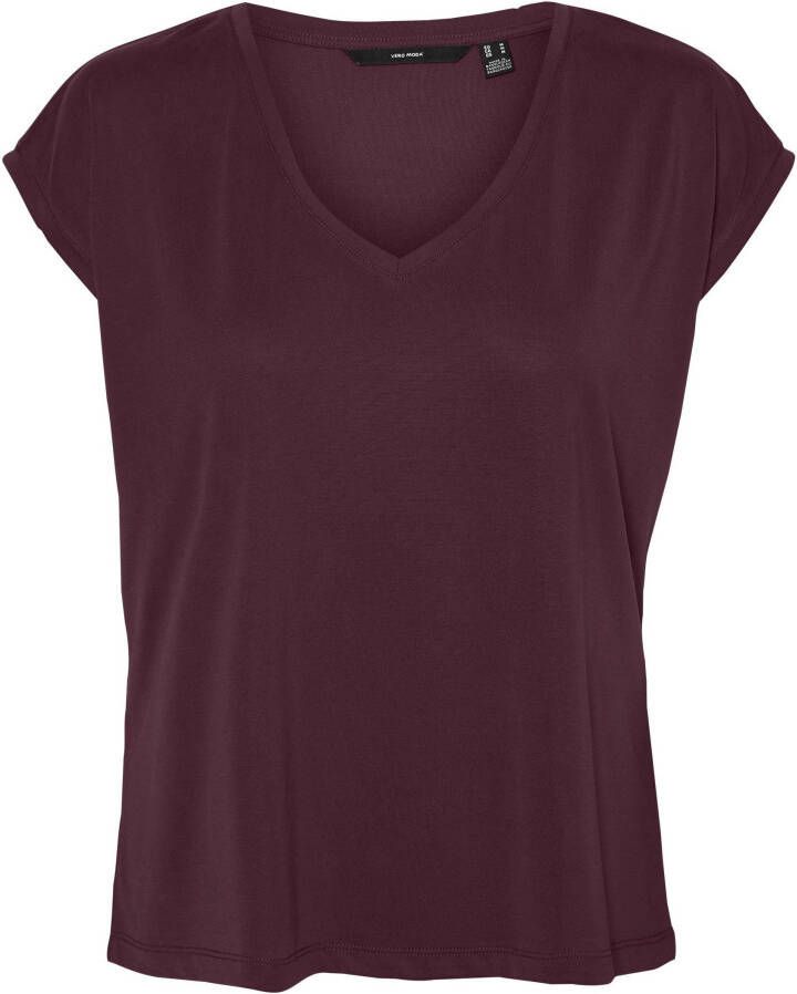 Vero Moda Shirt met V-hals VMFILLI SS V-NECK TEE GA NOOS in een materialenmix met tencel™ modal