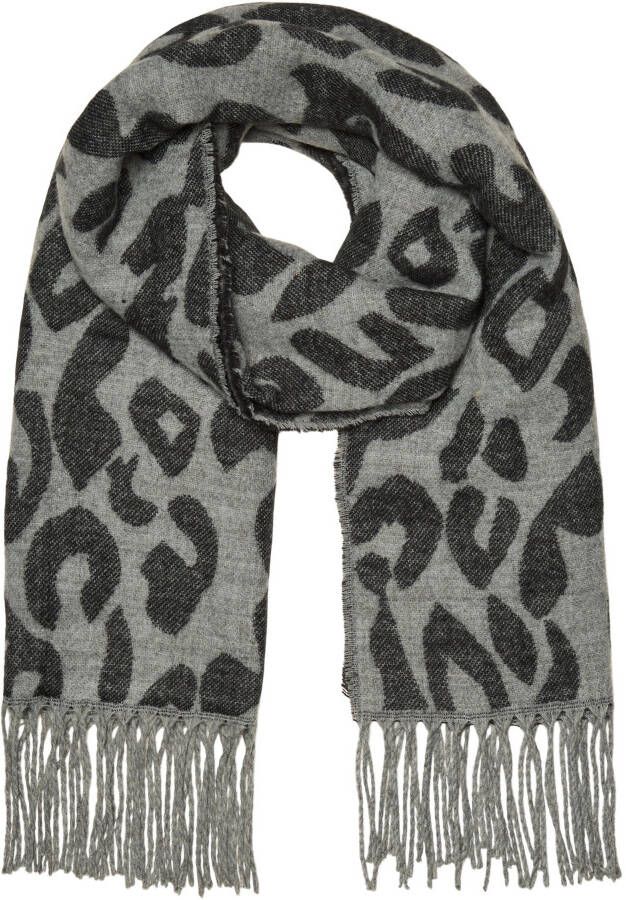 VERO MODA sjaal VMSOLIDANIMAL met panterprint grijs zwart