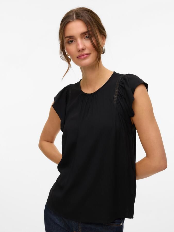 Vero Moda Blouse met korte mouwen VMBELLA SS LACE TOP WVN GA NOOS - Foto 6