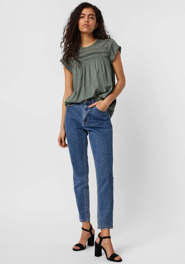 Vero Moda Blouse met korte mouwen VMDEBBIE PLEAT S L TOP GA NOOS met geweldige plooien en boordselinzetstukken op het voorpand - Foto 5