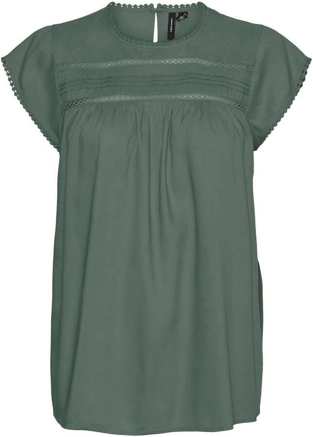 Vero Moda Blouse met korte mouwen VMDEBBIE PLEAT S L TOP GA NOOS met geweldige plooien en boordselinzetstukken op het voorpand