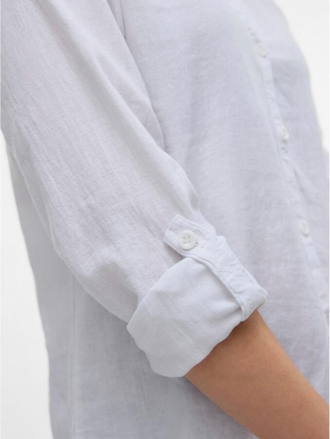 Vero Moda Regular fit blouse met lange mouwen van een mix van linnen en viscose model 'LINN' - Foto 4