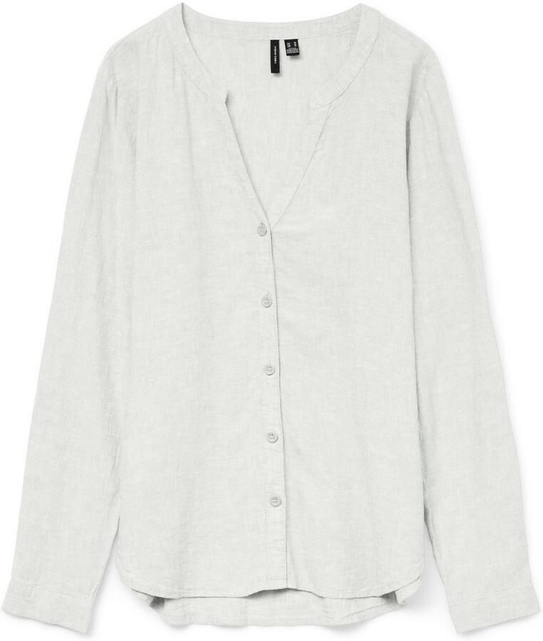 Vero Moda Regular fit blouse met lange mouwen van een mix van linnen en viscose model 'LINN'