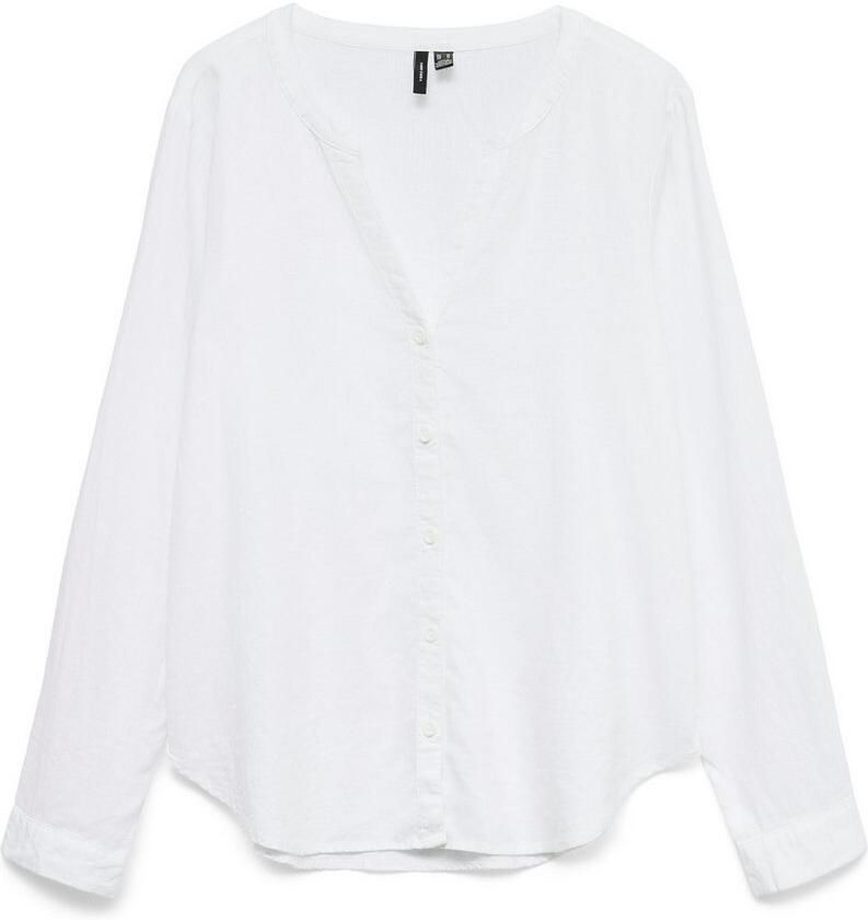 Vero Moda Regular fit blouse met lange mouwen van een mix van linnen en viscose model 'LINN' - Foto 2
