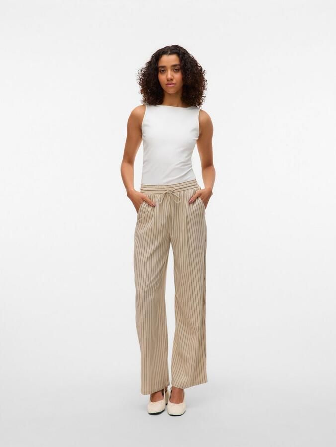 Vero Moda Loose fit bandplooibroek in een mix van viscose en linnen model 'JESMILO' - Foto 2