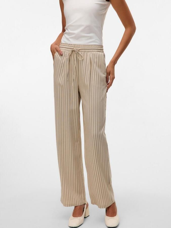 Vero Moda Loose fit bandplooibroek in een mix van viscose en linnen model 'JESMILO' - Foto 3