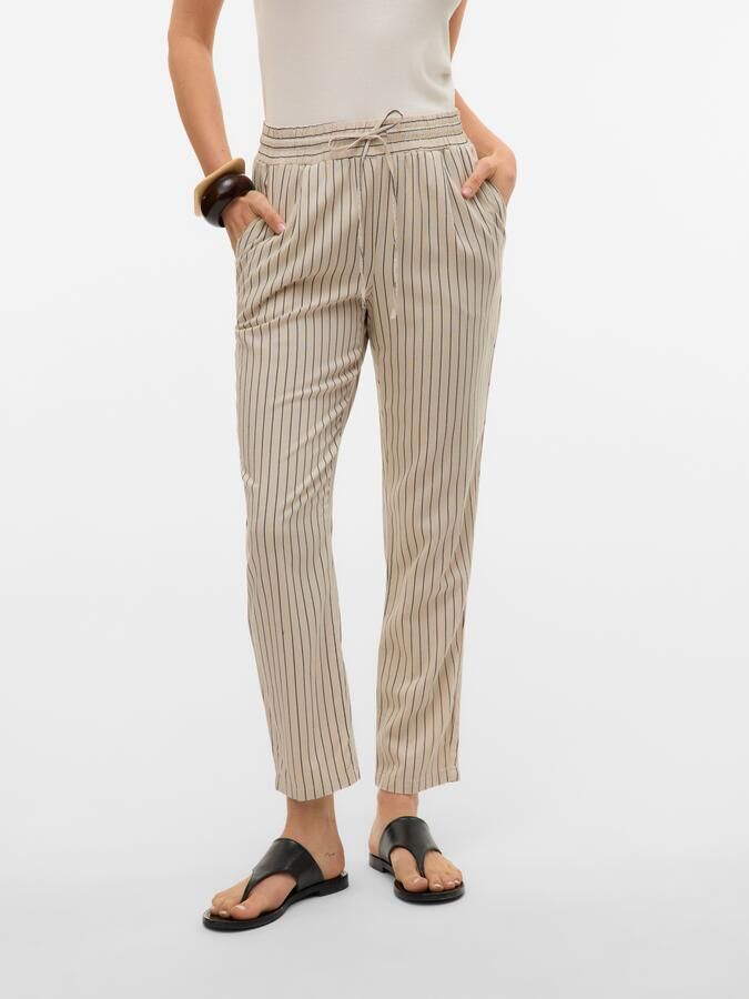 Vero Moda Comfortbroek VMJESMILO MW ANKLE PANTS WVN NOOS met linnen elastische manchetten en trekkoord - Foto 6