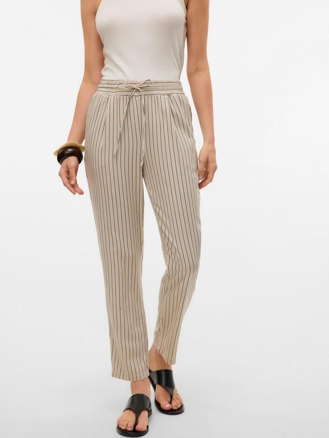 Vero Moda Comfortbroek VMJESMILO MW ANKLE PANTS WVN NOOS met linnen elastische manchetten en trekkoord - Foto 2