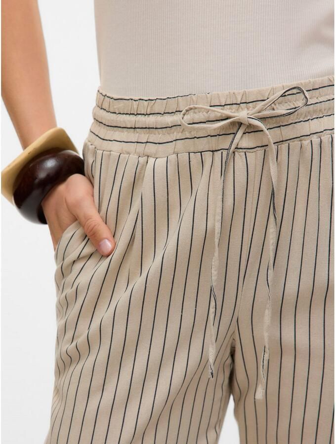 Vero Moda Comfortbroek VMJESMILO MW ANKLE PANTS WVN NOOS met linnen elastische manchetten en trekkoord