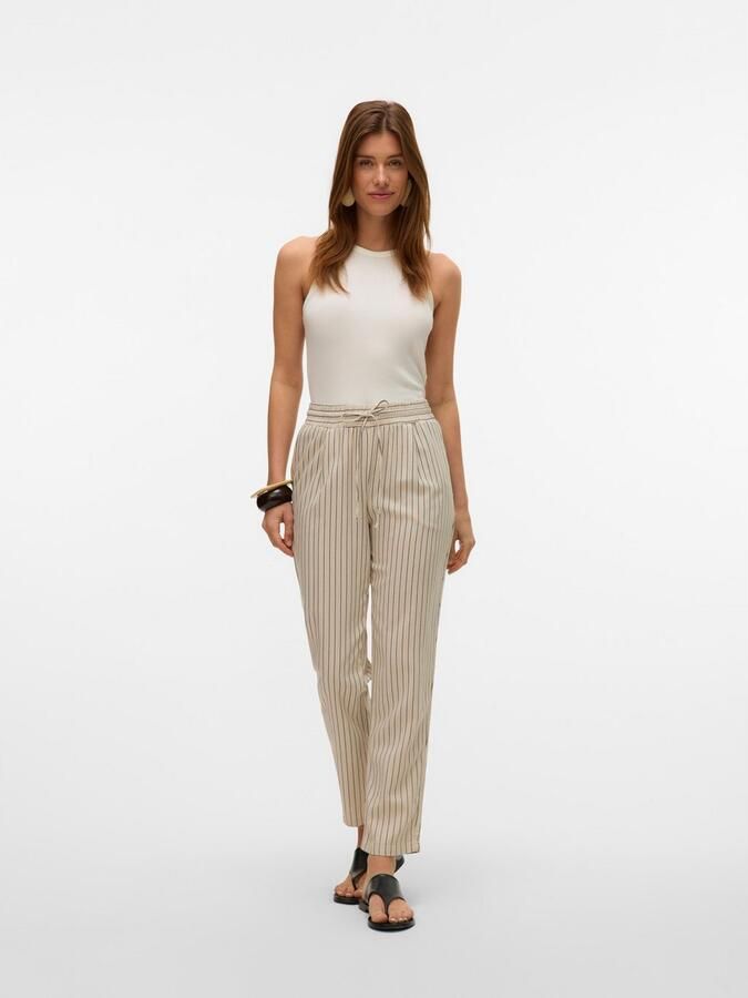 Vero Moda Comfortbroek VMJESMILO MW ANKLE PANTS WVN NOOS met linnen elastische manchetten en trekkoord - Foto 4
