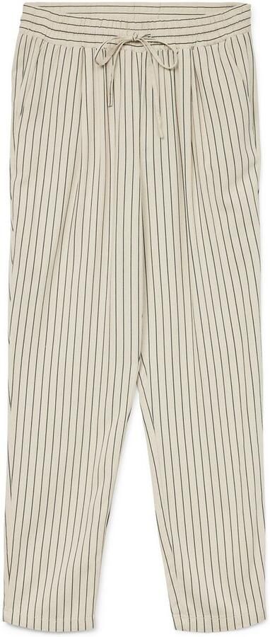 Vero Moda Comfortbroek VMJESMILO MW ANKLE PANTS WVN NOOS met linnen elastische manchetten en trekkoord - Foto 5