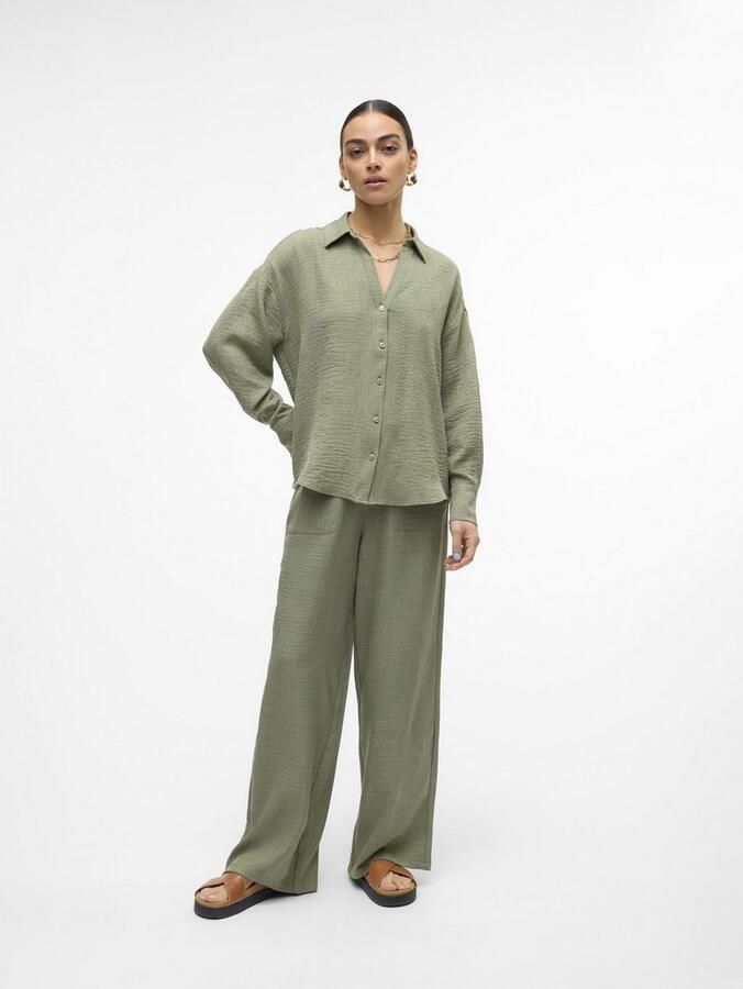 Vero Moda Regular fit wijde broek met elastische band model 'MELANEY' - Foto 4