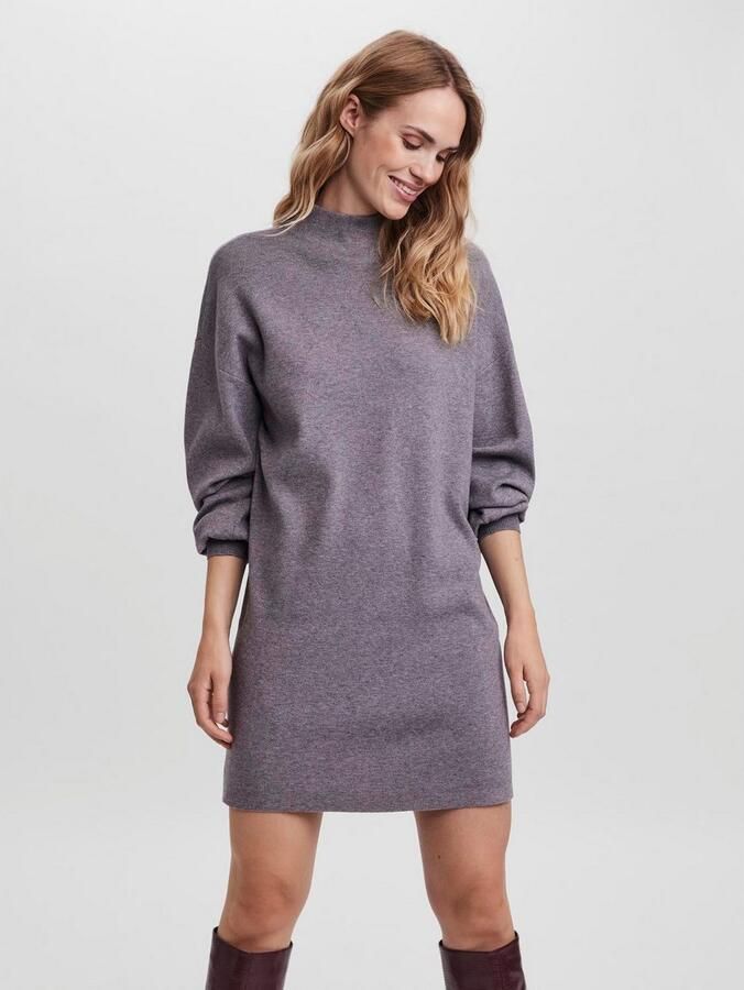 Vero Moda Gebreide jurk VMNANCY LS FUNNELNECK DRESS GA NOOS - Foto 3
