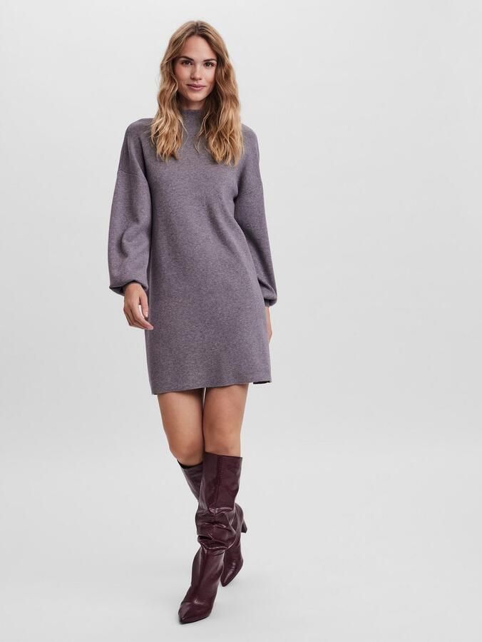 Vero Moda Gebreide jurk VMNANCY LS FUNNELNECK DRESS GA NOOS - Foto 4