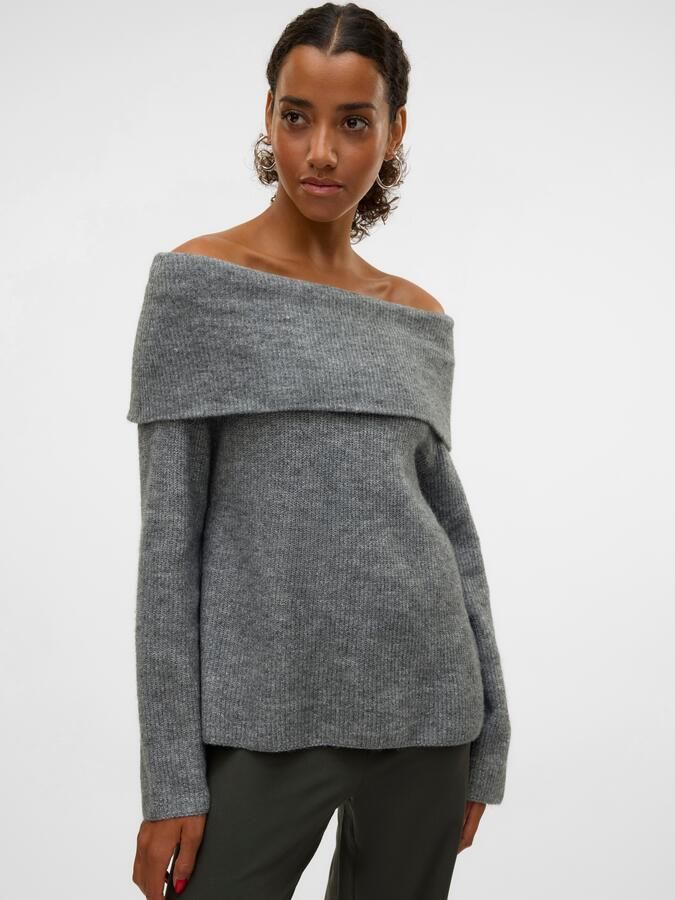 Vero Moda Regular fit gebreide pullover met off shoulder-mouwen en brede omslag model 'ERA' - Foto 6