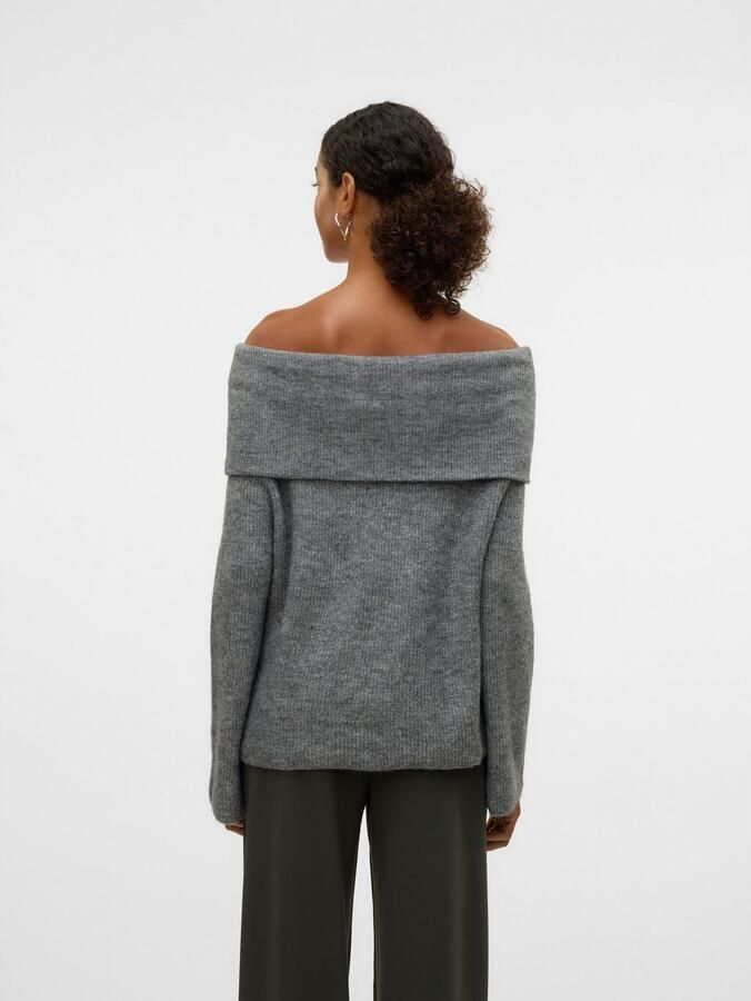 Vero Moda Regular fit gebreide pullover met off shoulder-mouwen en brede omslag model 'ERA' - Foto 3