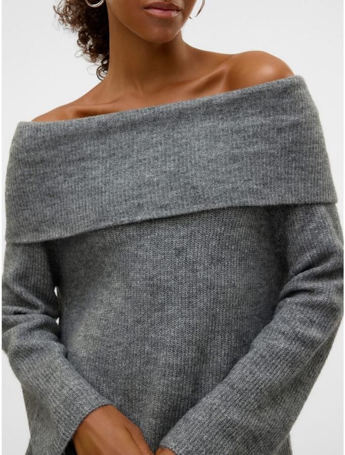 Vero Moda Regular fit gebreide pullover met off shoulder-mouwen en brede omslag model 'ERA'