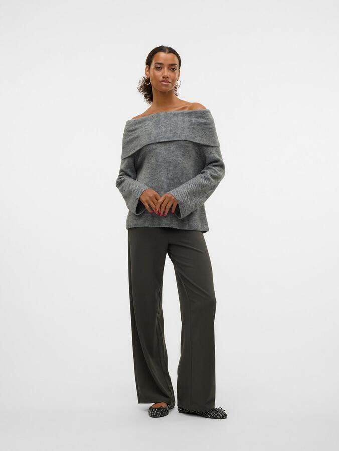 Vero Moda Regular fit gebreide pullover met off shoulder-mouwen en brede omslag model 'ERA' - Foto 4