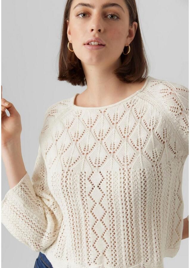 Vero Moda Gebreide trui VMGINGER 3 4 BOATNECK PULLOVER GA NOOS in vrouwelijk prachtig jacquard-breipatroon - Foto 2