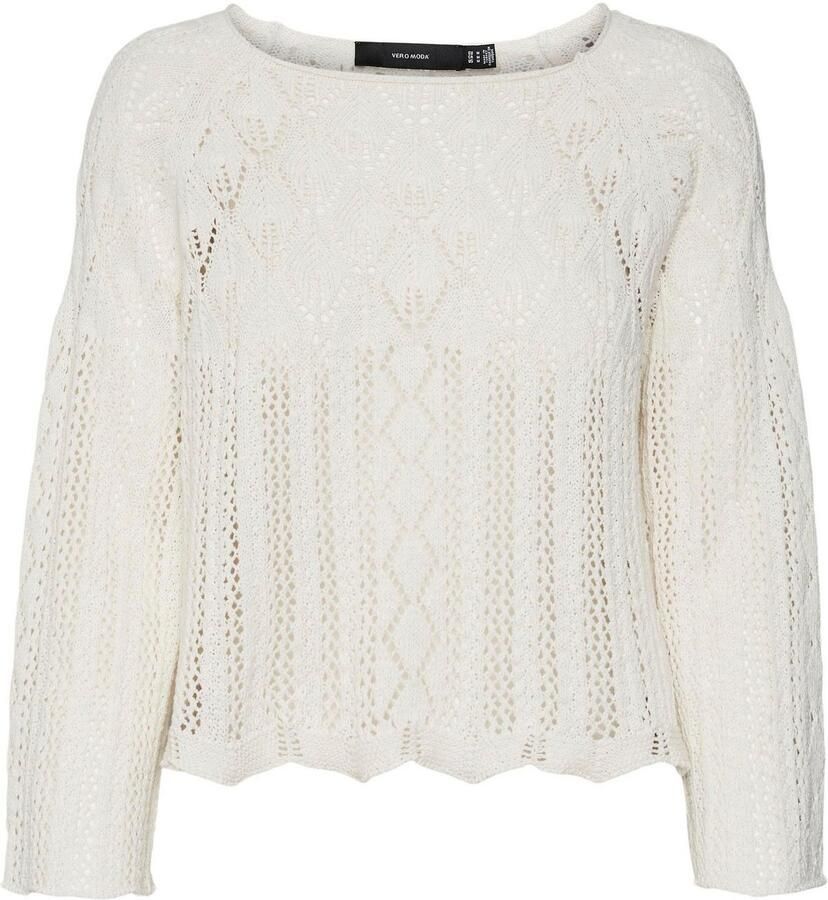 Vero Moda Gebreide trui VMGINGER 3 4 BOATNECK PULLOVER GA NOOS in vrouwelijk prachtig jacquard-breipatroon