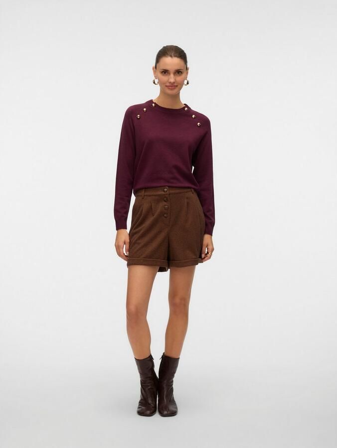 Vero Moda Gebreide trui VMHAPPY LS O-NECK BUTTON PULLOVER BOO - Foto 5