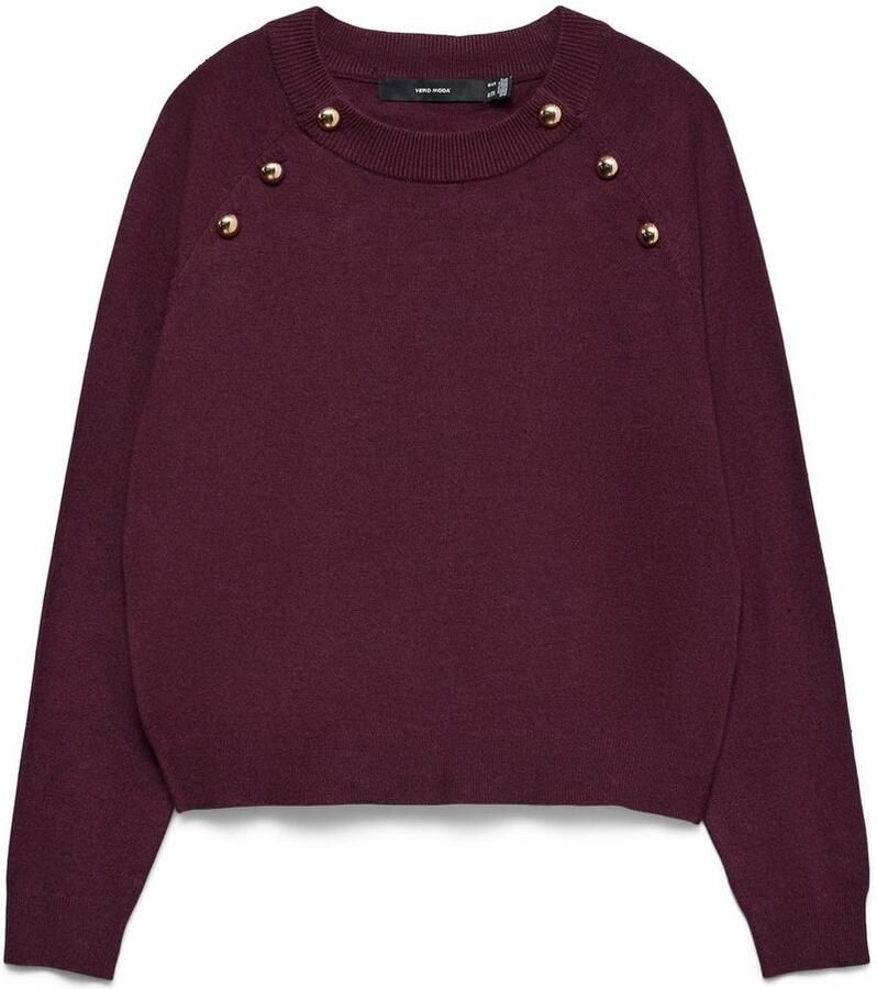 Vero Moda Gebreide trui VMHAPPY LS O-NECK BUTTON PULLOVER BOO