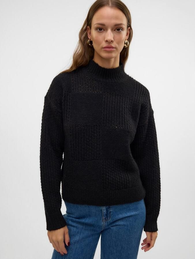 Vero Moda Regular fit gebreide pullover met opstaande kraag model 'MOON'