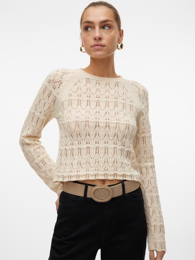 Vero Moda Regular fit gebreide pullover van ajourtricot model 'NEW FABIENNE' - Foto 7