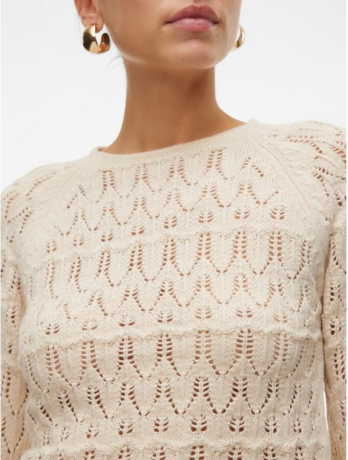 Vero Moda Regular fit gebreide pullover van ajourtricot model 'NEW FABIENNE'