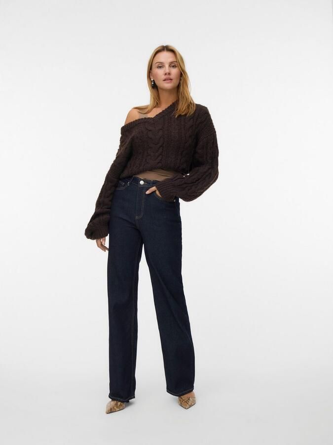 Vero Moda Wide fit high rise jeans van katoenmix met contrastnaden model 'TESSA' - Foto 9