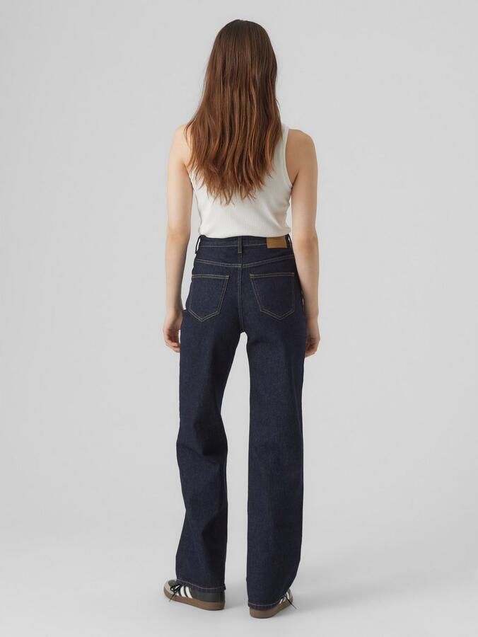 Vero Moda Wide fit high rise jeans van katoenmix met contrastnaden model 'TESSA' - Foto 5