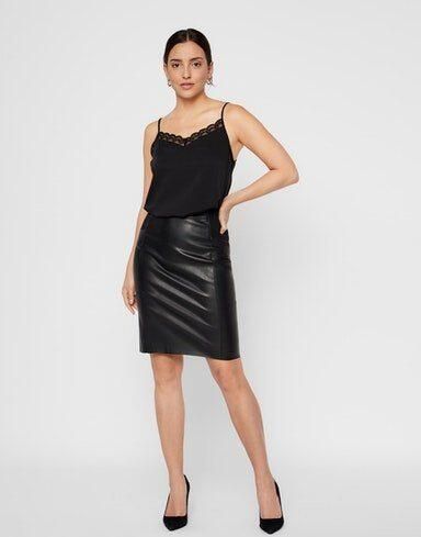 Vero Moda Imitatieleren rok VMBUTTERSIA HW COATED SKIRT NOOS - Foto 3
