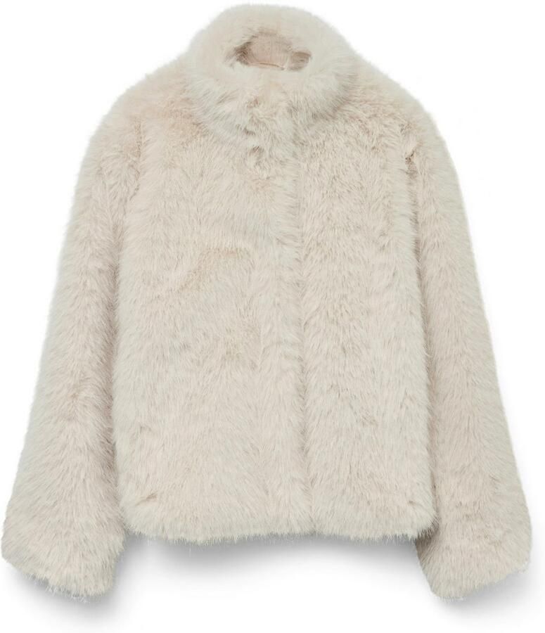 Vero Moda Regular fit jack van imitatiebont met opstaande kraag model 'MONROE'